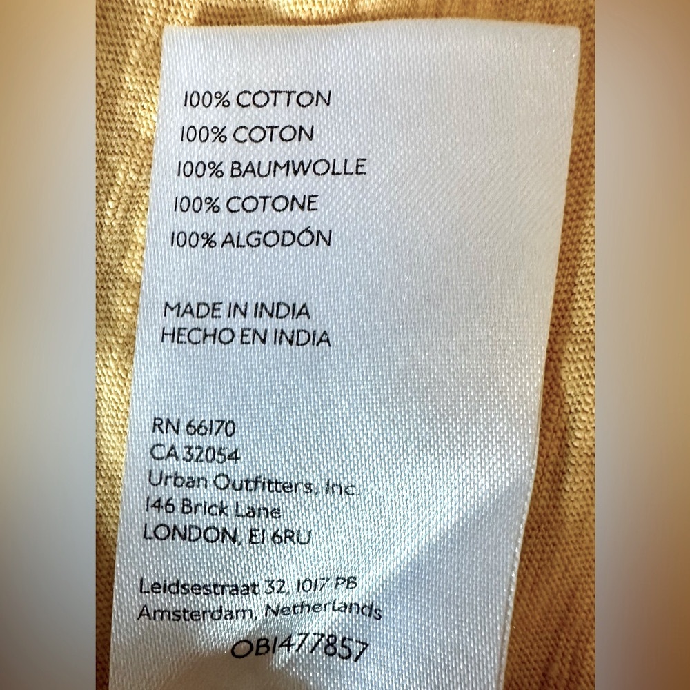 URBAN OUTFITTERS Pilcro Rolled Sleeve 100% Cotton Gold T w/ Center Back Seam - Picture 7 of 7